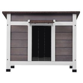 Outdoor Cat House Weatherproof, Feral Cat Shelter for Multiple Cats, Outdoor Wooden Cat Rabbit House with a Window, Open Roof and PVC Door Flaps