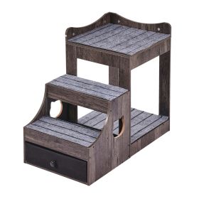 Pet Bunk Bed with Removable Stairs, Dog/Cat Window Perch with Storage, Multi-Level Bed Window Perch Dog Bedside Sleeper Couch, Small Pet Seat Pla
